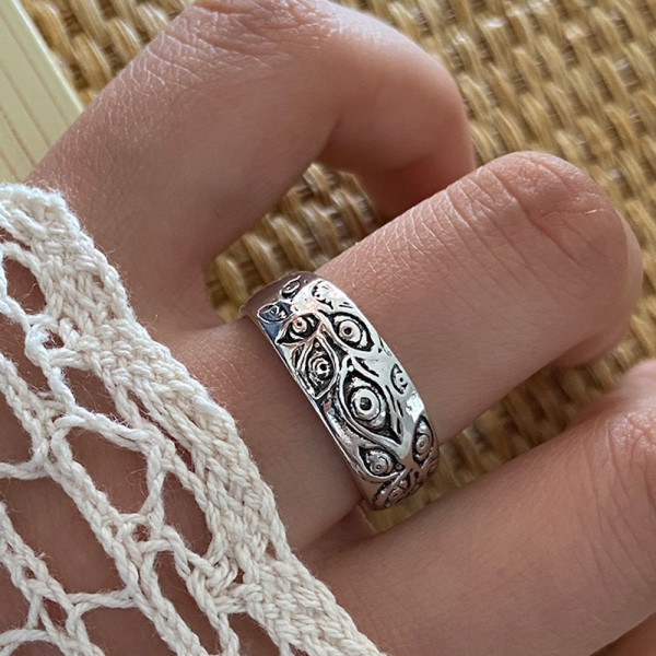 Open silver ring for men eye of providence
