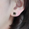 Boucles d'oreilles clous argent minimaliste onyx noir