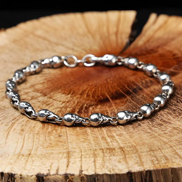 Men's Sterling Silver 925 Skull Bracelet