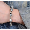 Bracciale da uomo con teschio da motociclista in argento massiccio