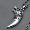 Pendentif homme argent dent canine tete loup