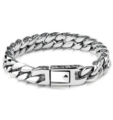 Men's Sterling Silver Chaine Celtic Knot Pattern Bracelet