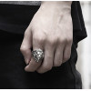 Men's silver open knight lion ring