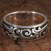 Zilveren antistressring voor heren, roterend Keltisch patroon