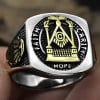 Men's Gold Plated Freemasonry Stainless Steel Signet Ring
