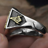 Men's Gold Plated Freemasonry Sterling Silver Signet Ring