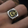 Men's Gold Plated Freemasonry Sterling Silver Signet Ring