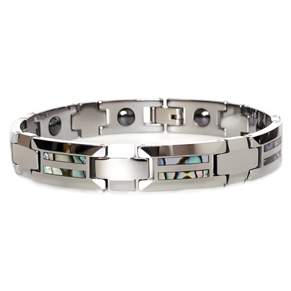 Men's Tungsten Carbide Magnetic Bracelet Shell Abalone Inlay