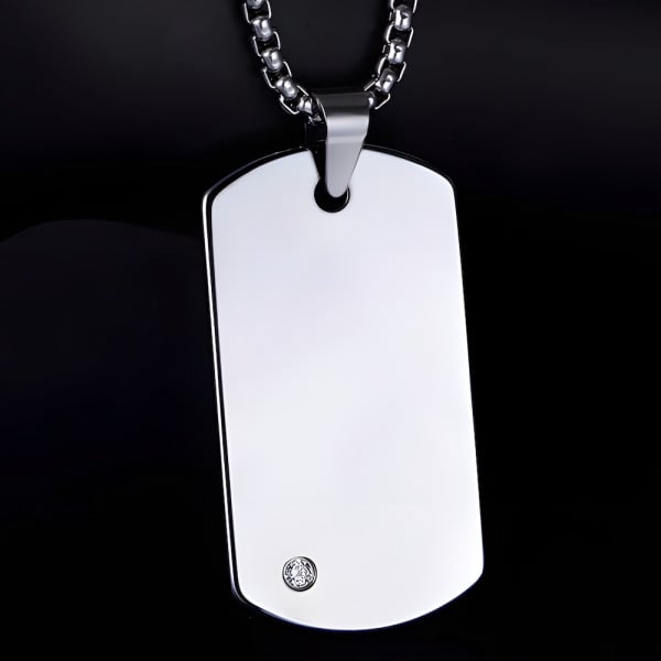 Personalized men's pendant dog tag plate tungsten zirconium