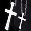 Men's tungsten cross pendant polished finish