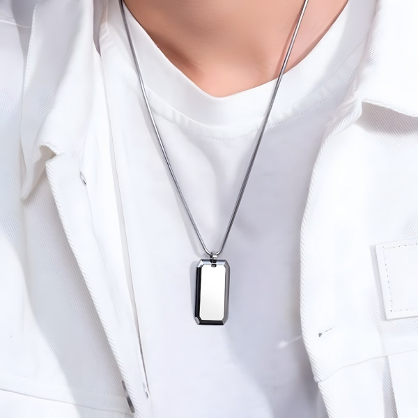 Tungsten Carbide Rectangular Plate Pendant Polished Finish 2497