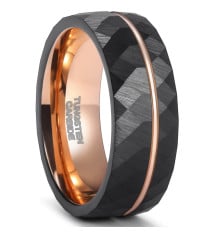 Personalized tungsten wedding ring brush groove