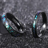 Anello di alleanza in tungsteno opale blu personalizzato
