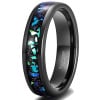 Personalized blue opal tungsten alliance ring