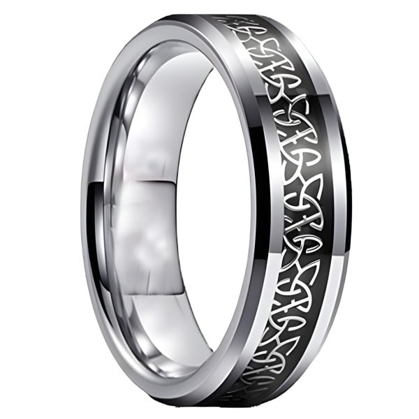 Personalized Celtic Knot Tungsten Wedding Ring