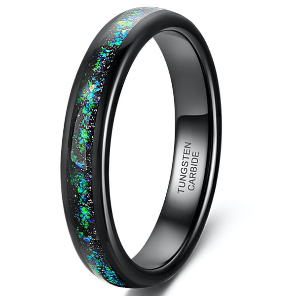 4mm Bague personnalisee alliance tungstene opale multicolor homme femme