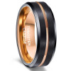 Personalized tungsten ring brush groove wedding ring for men and women