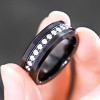 Tungsten wedding ring zirconium mirror finish customizable alliance