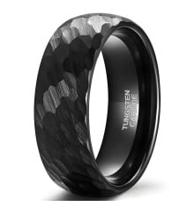 Customizable hammered tungsten men's wedding ring