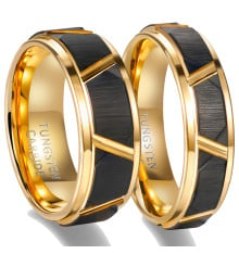 Personalized men's ring black tungsten ring brush groove