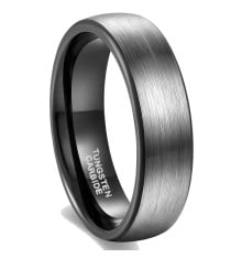 Personalized dome brush tungsten wedding ring