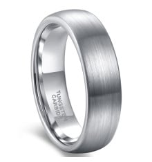 Bague Tungstène Unisexe NUNCAD - Argenté + Noir 8mm - Tailles 49.3 à 72