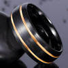 Men's Brushed Dome Tungsten Gold Plated Double Grooved Band Ring