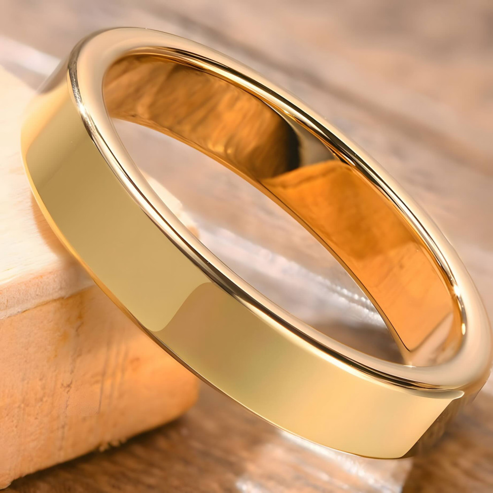 Fede nuziale in tungsteno placcato in oro, alleanza personalizzata