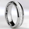 Personalized wedding ring alliance dome tungsten white fiber