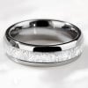 Personalized wedding ring alliance dome tungsten white fiber