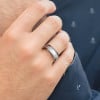 Fede nuziale personalizzata Alliance cupola in fibra di tungsteno bianco