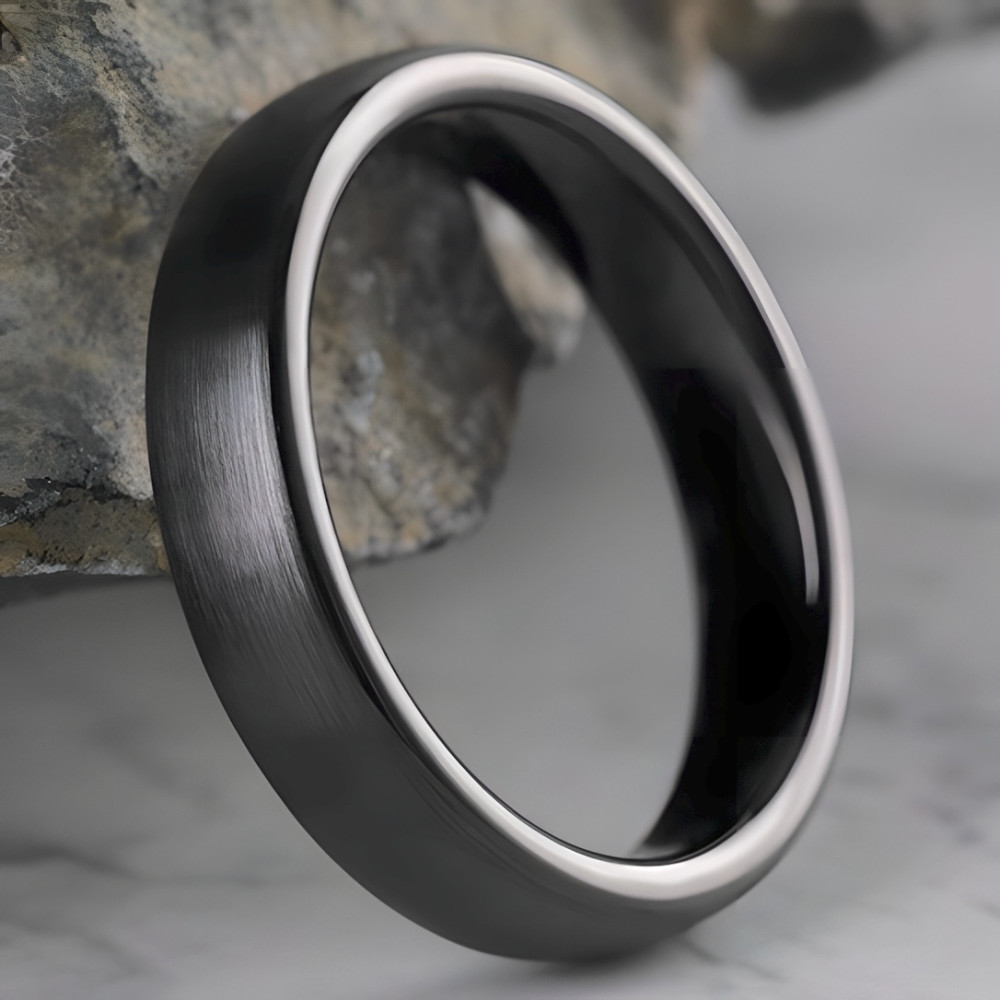 Anillo de boda de cerámica con cúpula de pincel personalizable