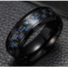 Men's Black Tungsten Carbon Fiber Inlay Wedding Band Ring