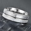 Customizable grooved and sandblasted tungsten wedding ring