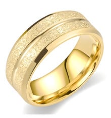 Customizable grooved and sandblasted tungsten wedding ring