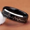 Men's Black Tungsten Heartbeat Custom Band RIng
