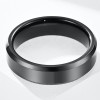 Men's Polished Black Flat Beveled Edge Tungsten Band Ring