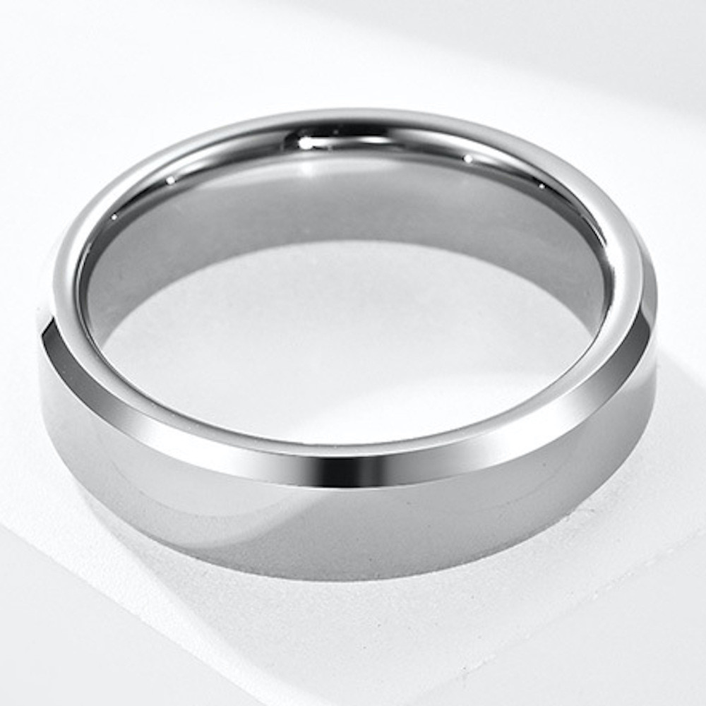 Anello in tungsteno da uomo, finitura a specchio, alleanza personalizzabile