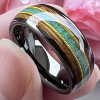 Anello personalizzato da uomo in legno opale di tungsteno