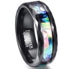 8mm Bague couple personnalisee tungstene noir nacre abalone