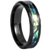 6mm Bague couple personnalisee tungstene noir nacre abalone