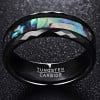Bague couple personnalisee tungstene noir nacre abalone