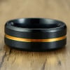 Bague homme acier anneau noir brosse ligne bleue a graver
