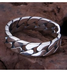 925 silver adjustable open braid chain ring