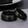 Bague mariage ceramique noire brosse personnalisable