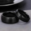 Customizable brush black ceramic wedding ring