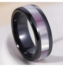 Black ceramic abalone mother-of-pearl wedding ring