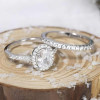 Anello di fidanzamento da donna doppio anello in argento zirconio ovale 3 colori