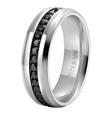 Personalized men's titanium ring with zirconium line ring