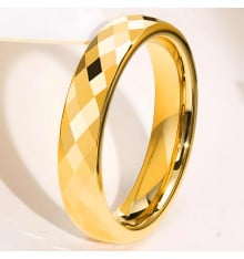 Personalized ring wedding band tungsten ring faceted gold plate